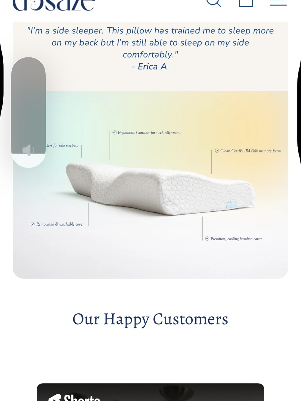 2 Dosaze Memory Foam Pillows NEW